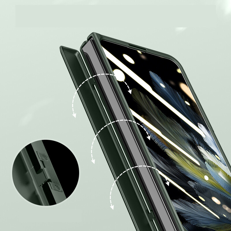 YQODSZ For OnePlus Open Case With Hinge Protection, All-Inclusive Phone Case With Kickstand, Screen Protector, Camera Protector Slim Hard PC Bumper Protective Cover For OnePlus Open Black