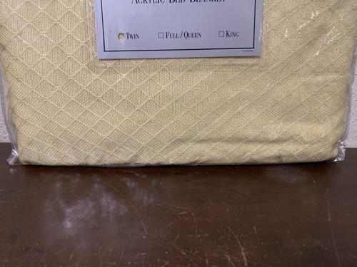 Ralph Lauren Polo Micro Denier Acrylic Twin 66 x 90" Blanket Knit Diamond Yellow - Picture 4 of 12