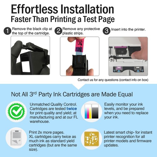 2 wkłady atramentowe Pk 63XL do HP Deskjet 1110 1112 2130 2132 3630 3632 5258 - Zdjęcie 4 z 5