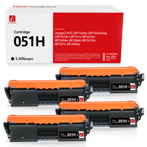 4 Pack Toner Cartridge for Canon 051H ImageCLASS LBP162dw LBP1692dwkg LBP161dn