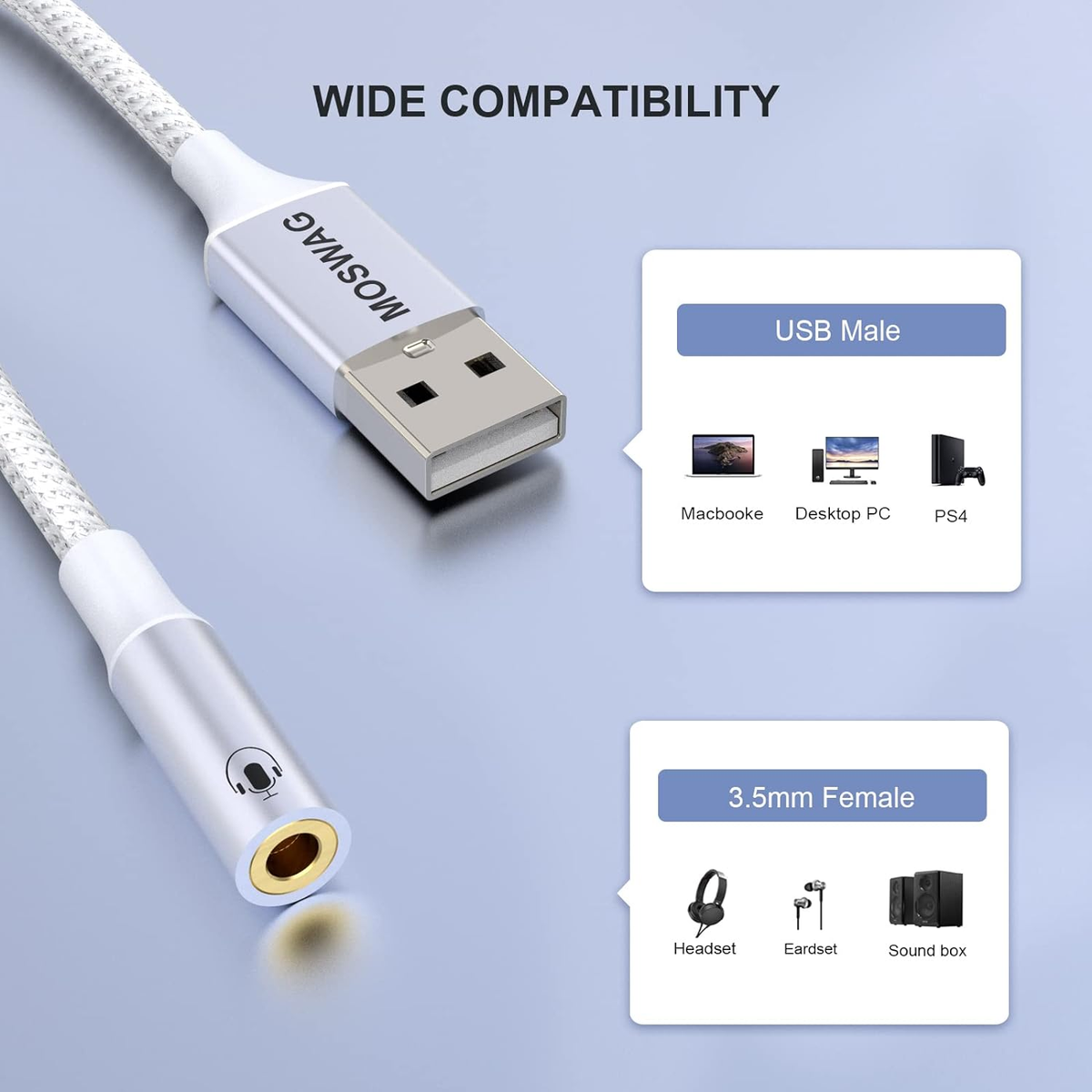 Moswag Converter Jack To Usb Usb To Audio Adapter MOSWAG To USB