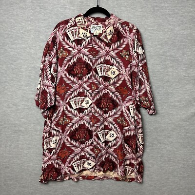 Big Dogs Red Hawaiian Camp Shirt Mens Size XL Gambling Poker Cards Casino