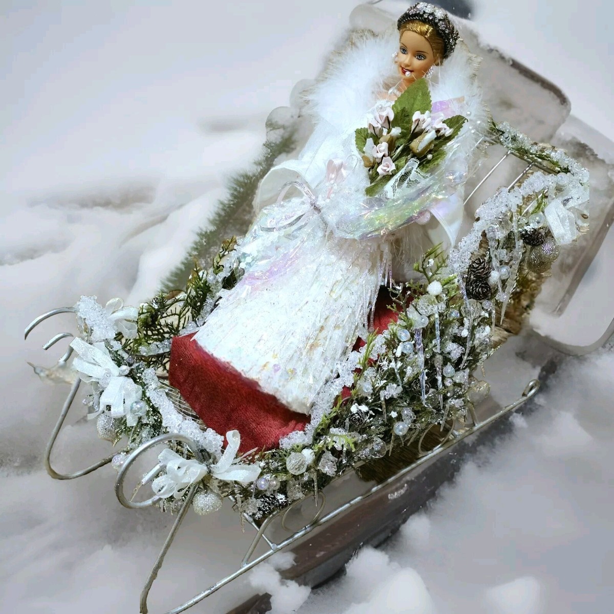 OOAK CUSTOM MADE ICICLE THEMED SLEIGH 4 BARBIE SKIPPER STACIE KELLY 'SNOW  QUEEN' | eBay