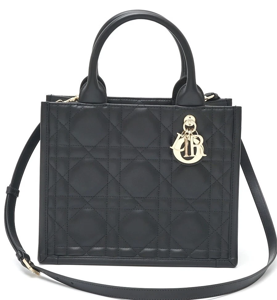 Petit sac à main Christian Dior Book Tote noir cannage en veau (M1325OWHP_M900)