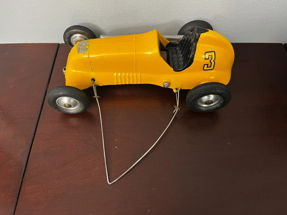 Vintage Roy Cox Yellow Thimble Drome Special Tether Car #3 Yellow Nice! - Image 3 of 4