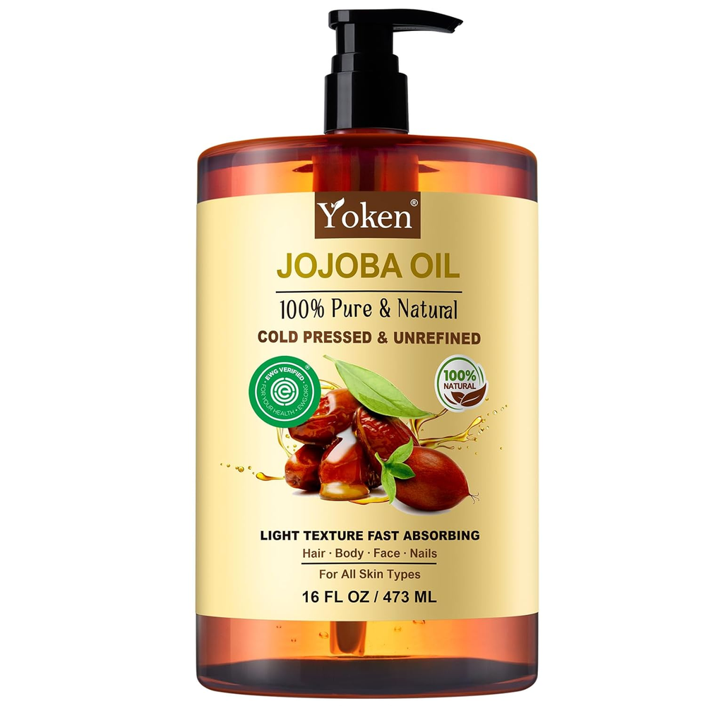 Pure Jojoba Oil 16 oz - EWG Verified 100% Natural for Hair Skin & Body