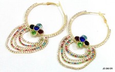 CZ Dangle Stones Floral Charming Big boho Hoops Earrings Fashion Jewelry Gift