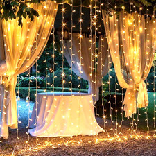 300 LED Curtain String Lights, 9.8 FT Hanging Fairy Lights with Remote, 8 Modes,