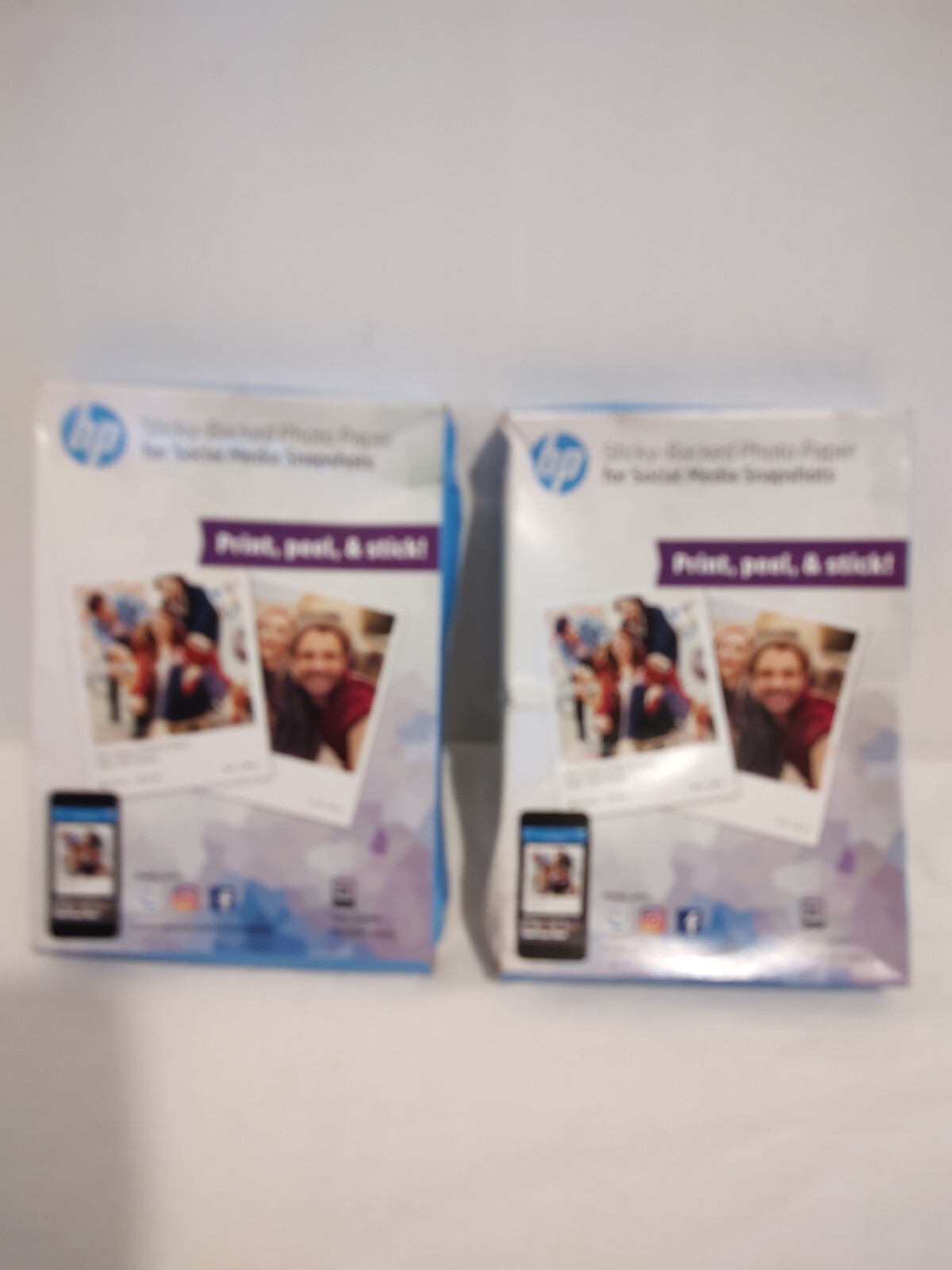 HP Photo Paper STICKY BACK Social Media Snapshots 4x5 inch 25 sheets *LOT OF 2* eBay