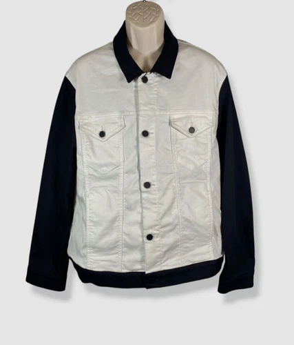 Monfrere Men's White Colorblocked Dean Denim Jacket Size XXL - product listing photo