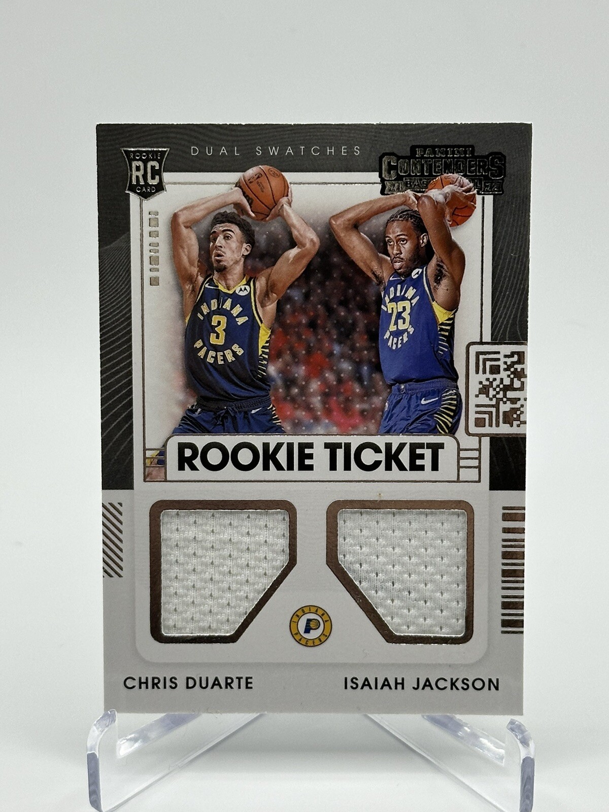 2021-2022 Panini Contenders #RT2-IND Duarte/Jackson ROOKIE TICKET DUAL SWATCHES