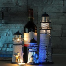 Handmade Metal Lighthouse Color Change Flashing LED Lamp Fine Craft Table Decor