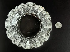 VTG Cigarette Ashtray Glass First National Indonesia Crosshatch Border 3 Rests