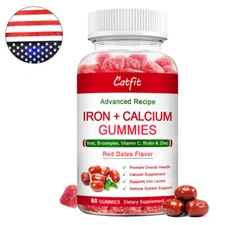 IRON CALCIUM GUMMIES WITH VITAMIN C D3,VITAMIN B,ZINC FOR KIDS & ADULT BONES