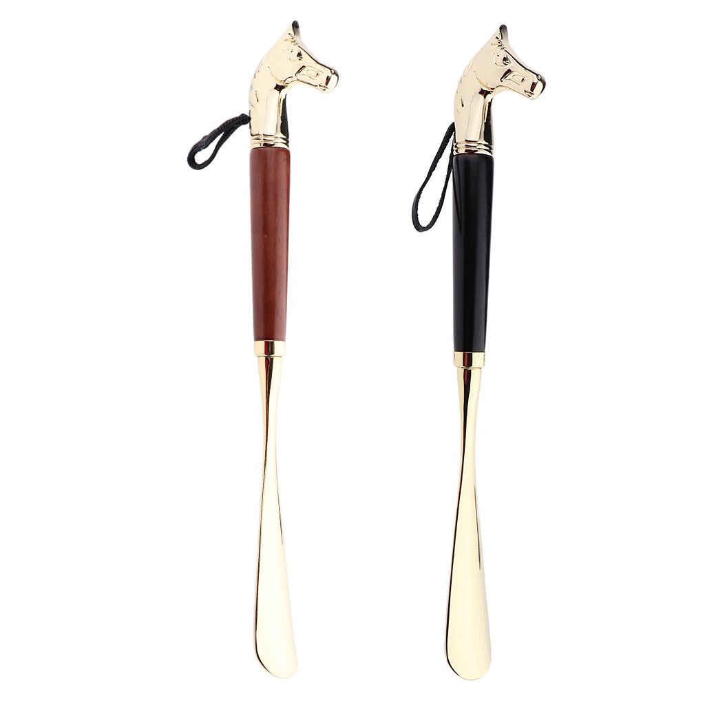 Chausse-pied Long En Bois De Noyer - 60 Cm Avec Manche Et Effet Corne