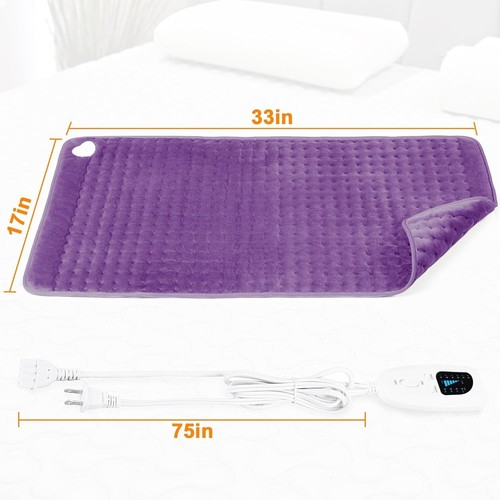 Electric Heating Pad For Back Pain & Cramps Relief 33"x17"6 Level Auto Shut Off - Picture 13 of 32