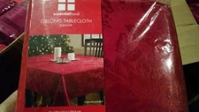 NEW NIP Christmas Essential Home oblong Red Damask Tablecloth 60"X120"