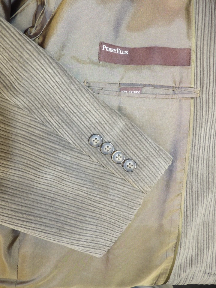 Blazer Hombre Abrigo Deportivo Chaqueta Perry Ellis 46L Gris Pana Nuevo Sin Etiquetas S#154 Foto 3 de 4