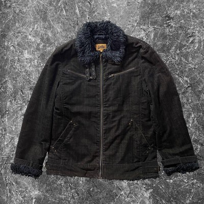 archive grunge mouton fur coat blown（Y2K Grunge Fur Biker