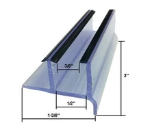 Clear Sliding Shower Door Bottom Guide 3" x 1-3/8" x 3/8"