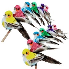 12pcs Artificial Simulation Foam Feather Birds with Wire Feet 3.9inch Colorfu...