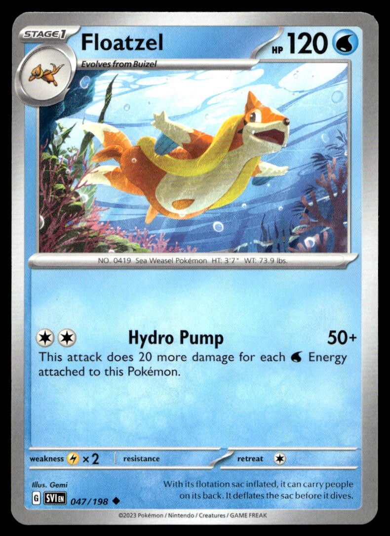 Floatzel 47/198 Pokemon Card Scarlet & Violet Uncommon 120 HP Lightly Played DK
