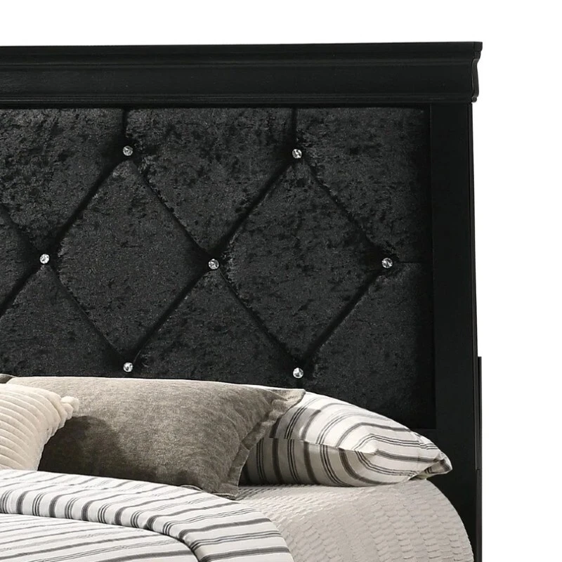 NEW Black 4PC Queen King Twin Full Modern Glam Contemporary Bedroom Set B/D/M/N - Image 4 of 4