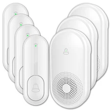 White Cordless Door bells Kit,Waterproof,Wall plue-in,Wireless 1300 feet，LIKEPAI