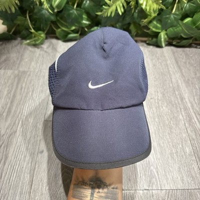 VTG Nike Tailwind Hat Cap Mens Black 5 Panel Mesh Running Blue Y2K Strapback