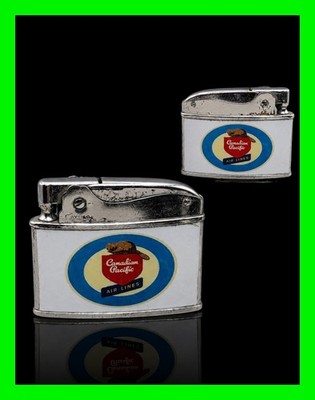 Vintage Canadian Pacific AIR LINES Flat Ad Petrol Lighter - In Working Condition