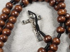 Beautiful Rosary Wood Beads Christian Religious Gift C59