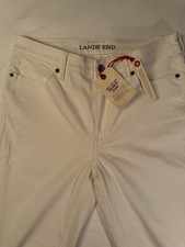 Lands' End White Slim Mid Rise Jean Size 10 Long / Tall Stretch