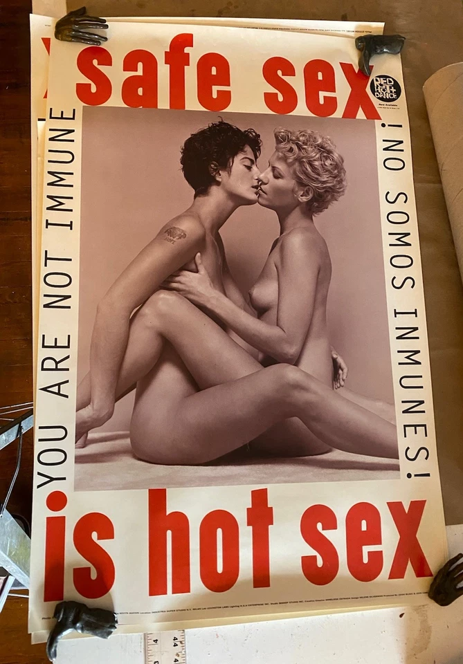 Raro conjunto de 3 carteles de concientización sobre el SIDA de la década de 1990 de Red Hot And Blue Foto 4 de 4
