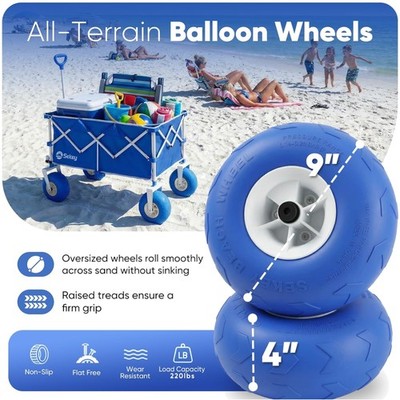 Oversized Beach Cart - Adjustable Handle, All-Terrain Tires