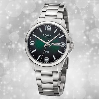 Armbanduhr Metall silber Herren Uhr Analog Regent Metallarmband URF1529