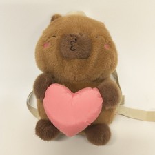 10" Capybara Plush Backpack Kawaii Mini Shoulder Bag Soft With Heart