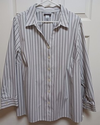 Catherines 1X/18/20 Plus, 28 in long, BD, L/S  NO IRON Split Hem Tunic Excellent