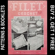 Vtg ONT/Coats/Clark's Book No 193 "Filet Crochet" Heirloom Filet ©1943