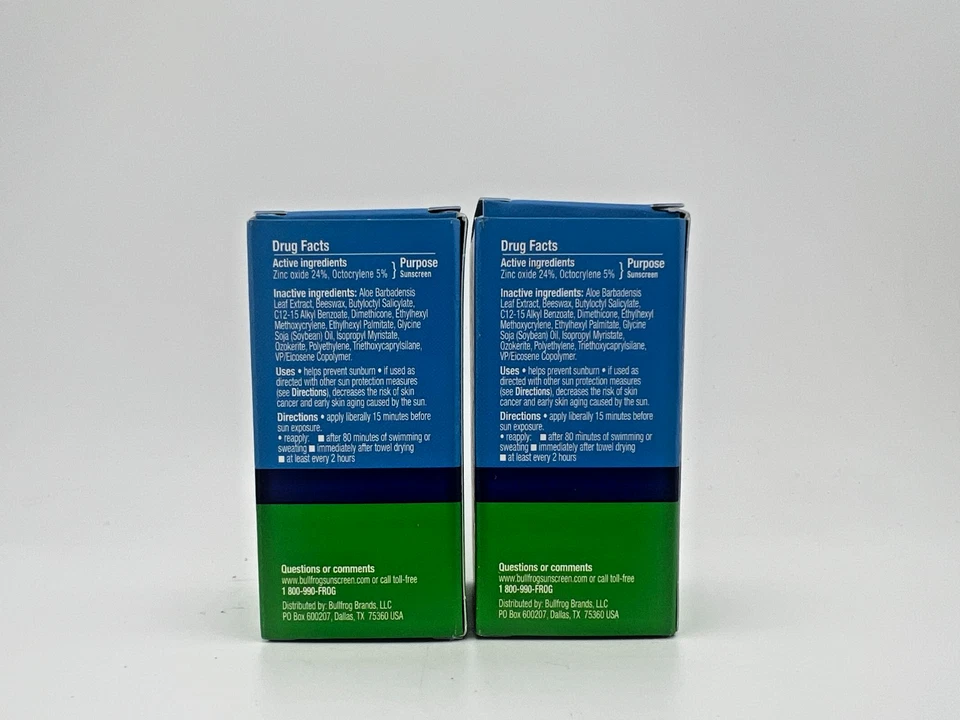 Paquete de 2 protectores solares cara/cuerpo BULL FROG Quick Stick FPS 50 fórmula ZINC transparente Foto 2 de 2