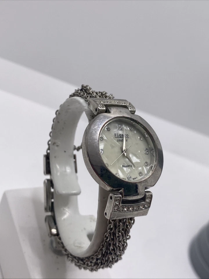 Vintage Figaro Womens Silver Tone Quartz Watch Works New Battery - Image 2 of 4