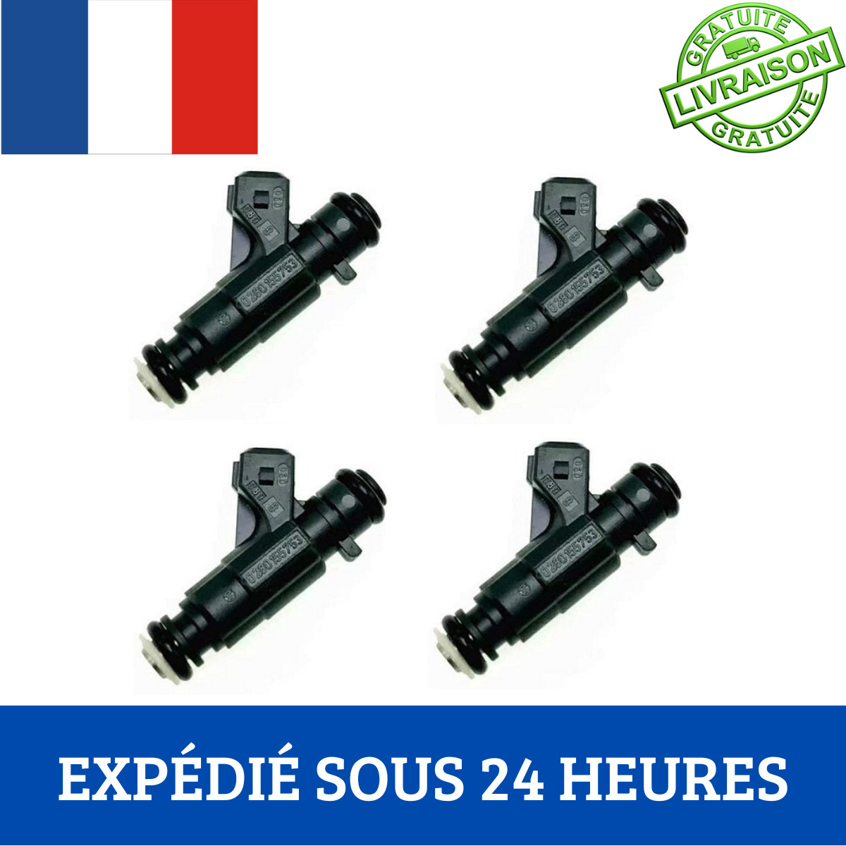 Injecteurs essence A0000788723 0280155753 pour Mercedes Classe A W168 et moteurs TU PSA Lot de 4