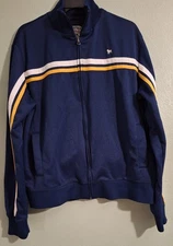 Aeropostale Men's Track Jacket Varsity Navy Stripes Full Zip Y2k Utility SZ XL
