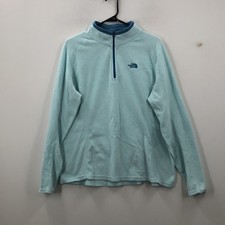 The North Face Fleece Pullover Womens XL Blue 1/4 Zip Long Sleeve Hiking Outdoor