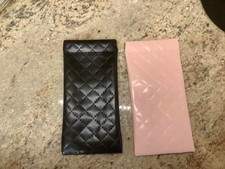 Soft Sunglass Case 2 Pcs PU Leather Squeeze Top Eyeglass Pouch Portable Black Pi