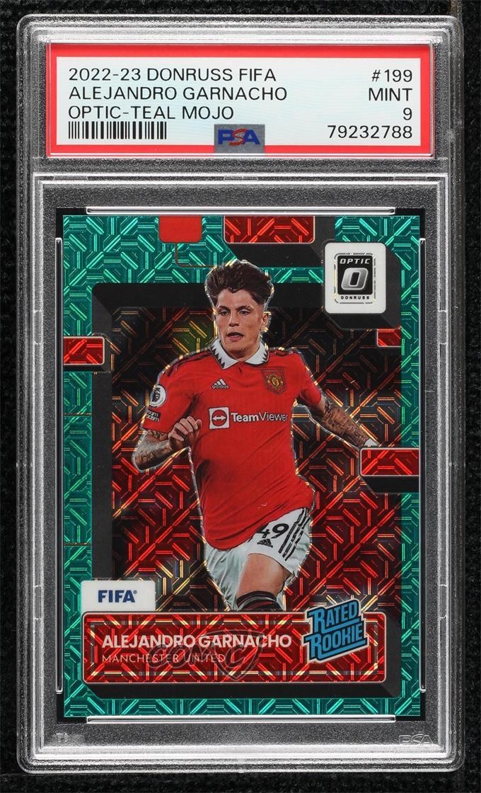 2022 Donruss Optic Teal Mojo Prizm 45/49 Alejandro Garnacho #199 PSA 9 MINT 0ms6