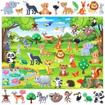 MiniInflat Animal Story Felt Board Jungle Animal Felt Board Montessori Sensor...