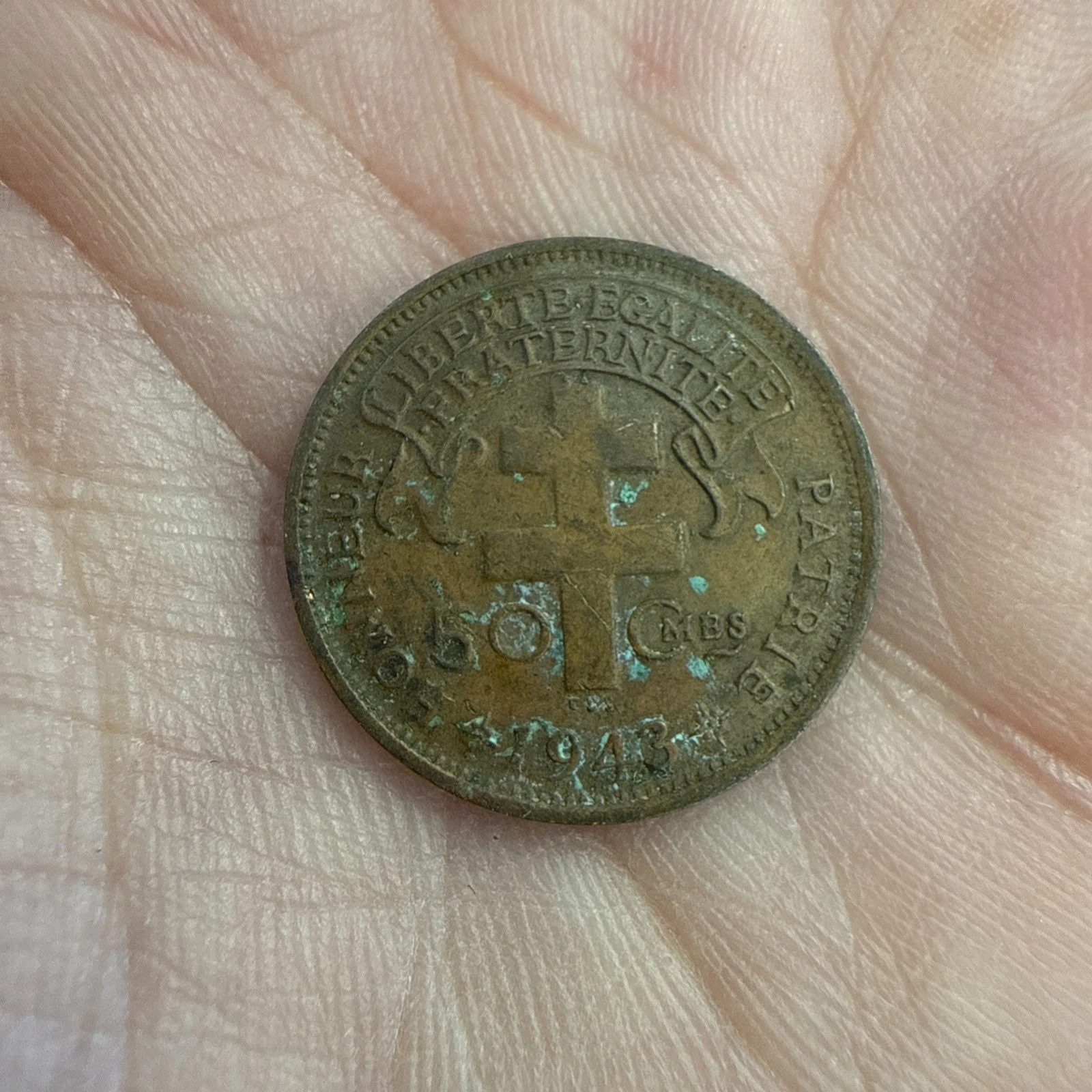 Monnaie 50 Centimes De Franc Afrique équatoriale RF Française Libre 1943