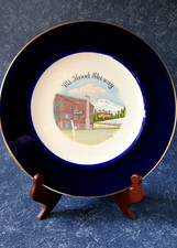 Vintage Mt. Hood Ski-Way Souvenir Dinner Plate Timberline Lodge Cobalt 22K Gold
