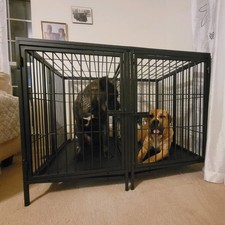 52" Huge Dog Cage for Two Large Dogs Metal Pet Crate Kennel w/ Divider  2 Tray