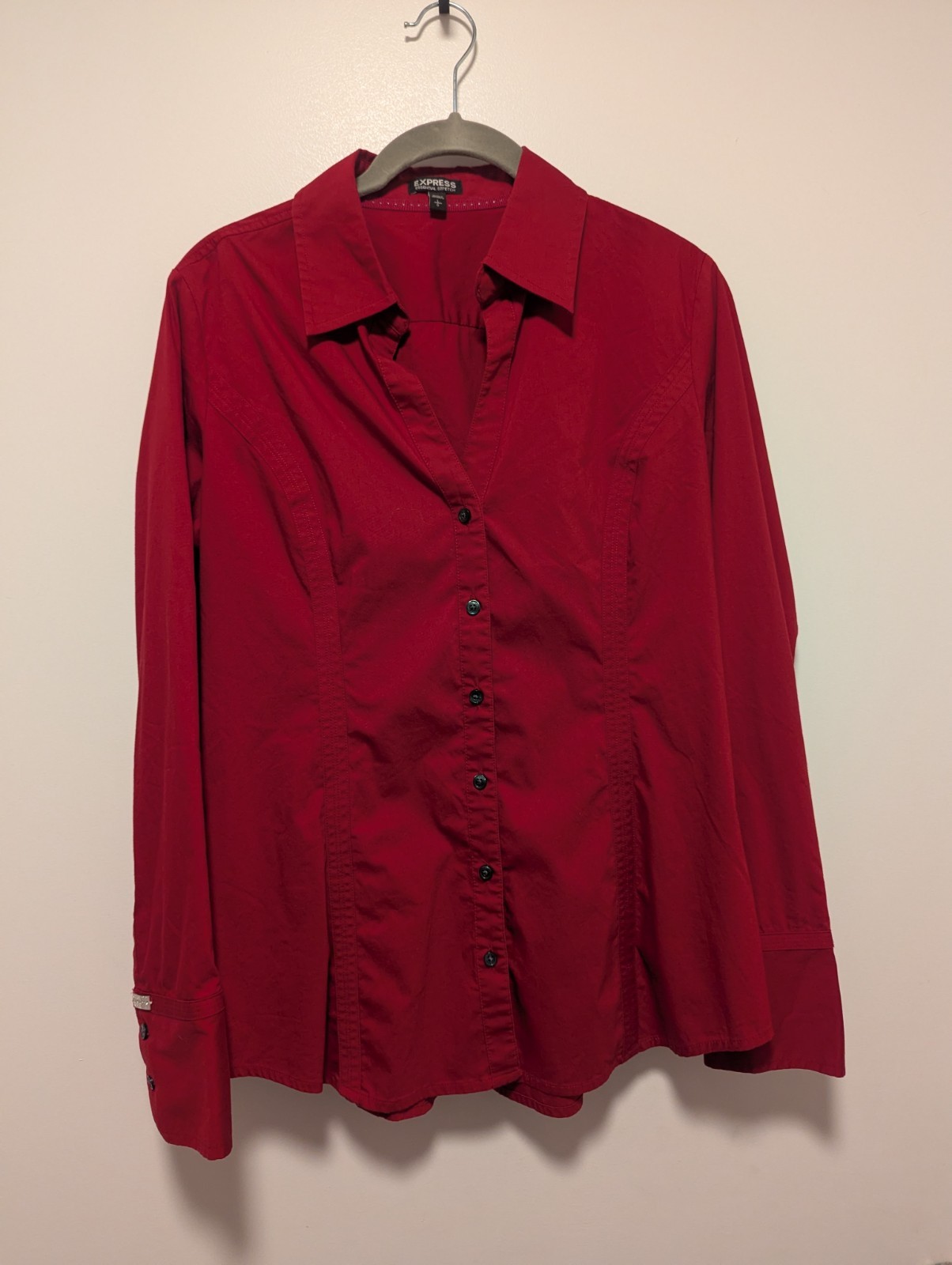 Express Essential Stretch Shirt Red Button Down L… - image 1
